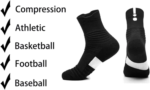 Vista 2 de Yoknatt Elite - Calcetines de baloncesto gruesos para senderismo, calcetines deportivos para hombres, mujeres y niños