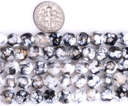 Vista 4 de Cuentas sueltas, gemas de ágata redondas facetadas naturales para realizar joyería a mano en grandes cantidades, bricolaje. Una tira: 15 pulgadas