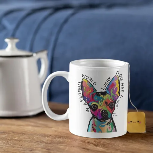 Vista 5 de DogsMakeMeHappy Taza de café para perros Chihuahua – Taza de café de cacao caliente de cerámica – La mejor idea de regalo en Navidad, aniversario