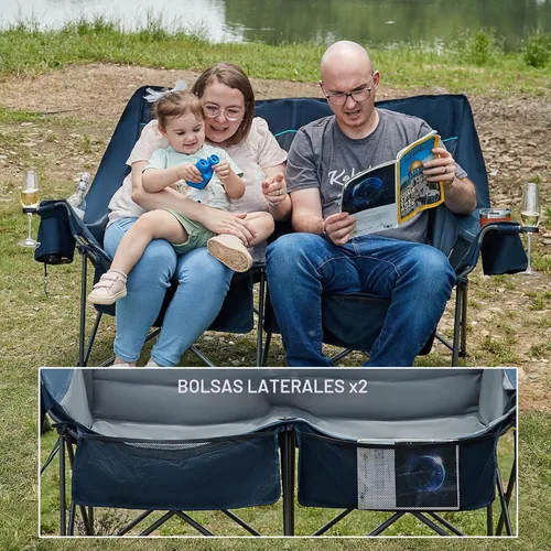 Vista 8 de Timber Ridge Silla de Campamento Doble, Sofá de Campamento Plegable Resistente para Exteriores, Sillas de Camping Tipo Loveseat Perfectas