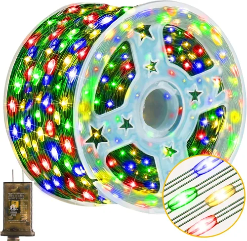 Vista 6 de KNONEW Guirnalda de luces de Navidad para exteriores de 400 pies, 1200 luces LED para exteriores, impermeable, 8 modos, tiempos de memoria