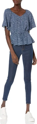 Vista 4 de Goodthreads Camisa Peplum de sarga fluida de manga corta para mujer
