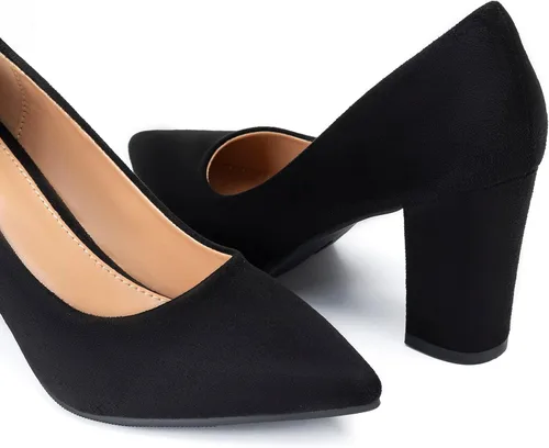Vista 2 de Heel The World IN3 - Zapatos de tacón alto de gamuza grueso HI para mujer, puntera cerrada, zapatos de oficina para mujer