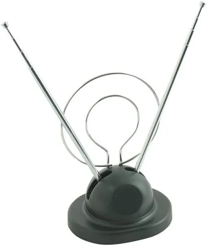 Vista 2 de Wideskall® Antena de TV Universal para Interiores de Orejas de Conejo para HDTV, VHF UHF de Doble Bucle Coaxial