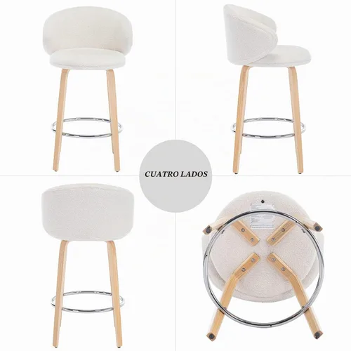 Vista 4 de DUOMAY Juego de 4 taburetes de bar modernos, taburetes de altura de mostrador de 26 pulgadas con respaldo de barril, silla de isla de cocina