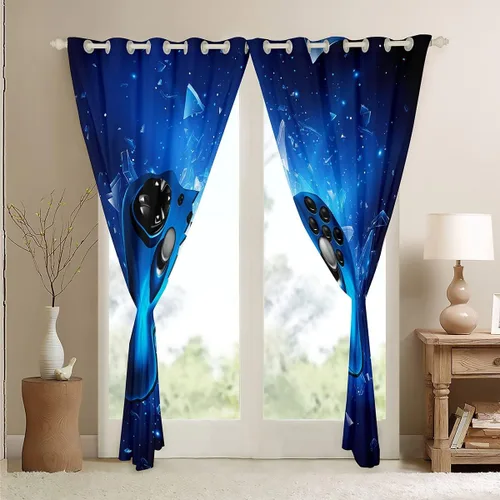 Vista 3 de Feelyou - Cortinas térmicas aisladas para dormitorio de niños, diseño de videojuegos, cortinas para ventana con controlador de juego roto, Multi 29