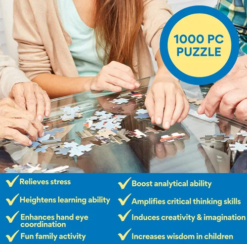 Vista 4 de Rompecabezas de 1000 piezas para adultos, rompecabezas de 1000 piezas para decoración del hogar para noche de juegos familiares, regalo de juguetes
