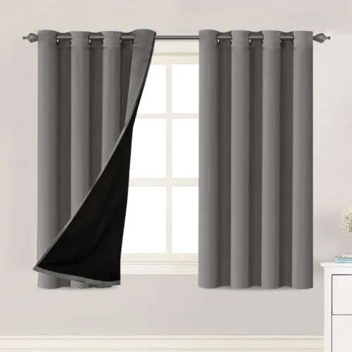 Vista 15 de H.VERSAILTEX Paneles de cortina 100% opacas de 45 pulgadas de largo, con aislamiento térmico, cortinas opacas con forro para dormitorio, dos capas