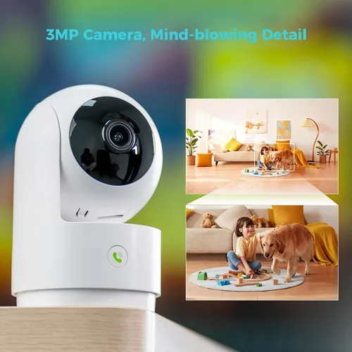 Vista 7 de Vicohome - Cámara de seguridad para interiores 2K, enchufe, seguimiento AI, grabación 24/7, monitor de mascota/bebé, visión panorámica/inclinación