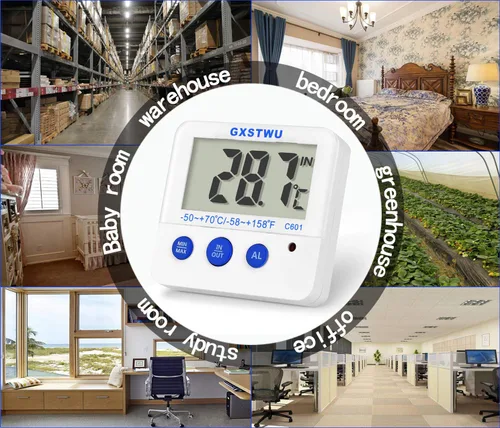 Vista 6 de Fridge Freezer Thermometer Max/Min Memory High & Low Temperature Alarms Settings with LED Indicator Digital Refrigeration Thermometer with