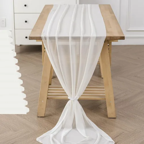 Vista 27 de Paquete de 2 caminos de mesa de gasa de 10 pies de 29 x 120 pulgadas, camino de mesa romántico transparente para boda, fiesta de cumpleaños