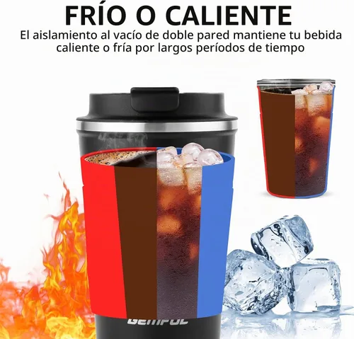 Vista 5 de GEMFUL Tazas de café de viaje de 13 onzas, juego de acero inoxidable 2 unidades-13 oz