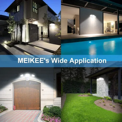 Vista 9 de MEIKEE Luces LED de seguridad de 42 W, luz con sensor de movimiento, luz de inundación al aire libre, 3600LM 6500K IP66 impermeable, 3 cabezales