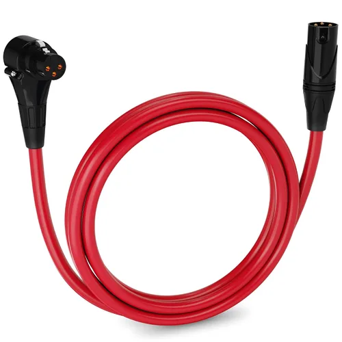 Vista 107 de LyxPro Cable de micrófono XLR hembra a macho de ángulo recto de 3 pines de 1.5 pies para altavoces amplificados, interfaz de audio, rendimiento