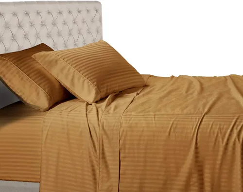 Vista 6 de Royal Hotel - Sábana de cama a rayas, 100% algodón, 600 hilos, bolsillo profundo
