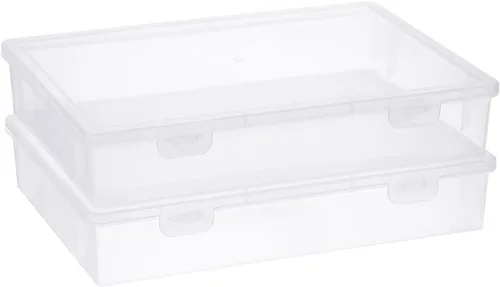 Vista 10 de BTSKY Caja de almacenamiento de plástico transparente con tapa de solapa, organizadores multiusos para manualidades y caja de almacenamiento