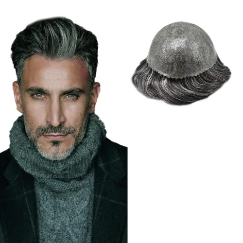 Vista 76 de Toupee para hombres pieza de pelo suave poli piel real sistema de cabello humano para hombre tupé durable PU piezas de pelo para hombres reemplazo