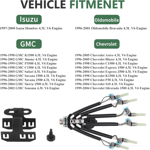 Vista 2 de Inyectores Spider 4.3L, FJ503 Inyector de combustible 6 cilindros para Chevy Express Silverado P30 K1500 GMC Savana Jimmy Chevrolet Oldsmobile