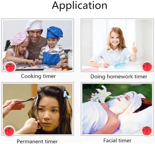 Vista 3 de Temporizador de cocina de 60 minutos, temporizador giratorio de 360 grados con forma de tomate, reloj de cocina de cocina, alarma portátil ruidosa
