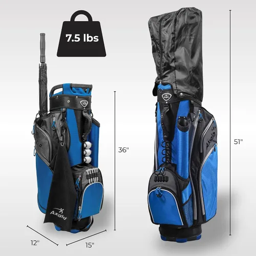 Vista 6 de Bolsa para carrito de golf Bolsa de golf A181 ligera 14 divisores de longitud completa Correas de hombro Múltiples bolsillos