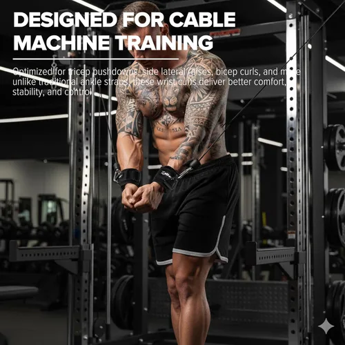 Vista 4 de Wrist Cuffs for Cables Gym, Lifting Cuffs Wrist Straps for Cable Machines Strength Training Equipment