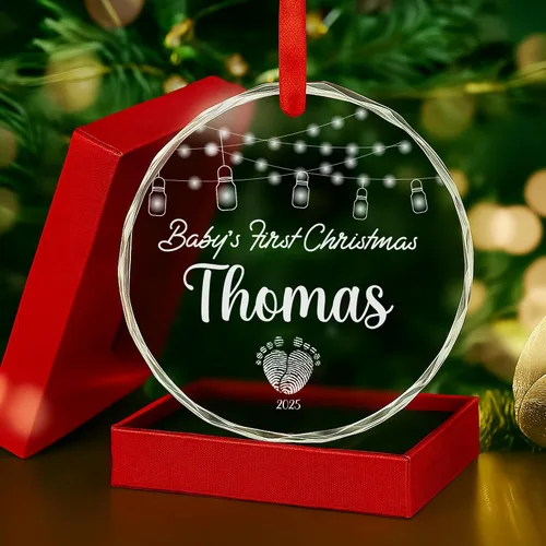 Vista 24 de Adorno de cristal personalizado para anuncio de bebé, adorno de Feliz Navidad, abuela y abuelo te veo en 2024, regalo de abuelos promocionados