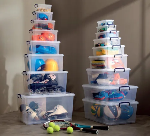 Vista 8 de Superio Contenedores de almacenamiento con tapas, cajas transparentes para organizar, recipientes de plástico apilables, sin BPA, no tóxicos, sin