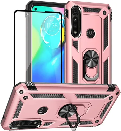 Vista 9 de Yiakeng Funda para Moto G Power 5G 2024 con protector de pantalla: [probada contra caídas de grado militar] Soporte de anillo a prueba de golpes