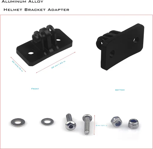 Vista 5 de Soportes fijos universales para casco, adaptador de soporte de metal, accesorios de cámara para cámara deportiva GoPro Series/casco de paracaidismo