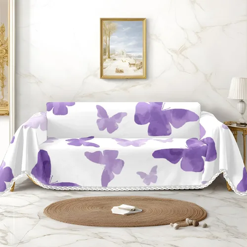 Vista 13 de Funda de sofá con estampado de flores y mariposas, fundas para sofá, fundas para sillón, funda resistente a las manchas, protector universal