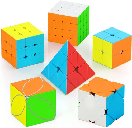 Vista 12 de Vdealen Juego de cubos de velocidad, 2 x 2, 4 x 4, espejo piramidal, dodecaedro, paquete de cubos mágicos, rompecabezas de juguetes para premios
