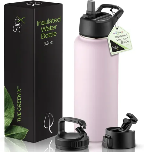 Vista 27 de SIPX™ Botella de Agua Aislada de 18 oz con 3 Tapas – Acero Inoxidable a Prueba de Fugas, Triple Aislamiento – Frío 24 Horas/Caliente 12 Horas