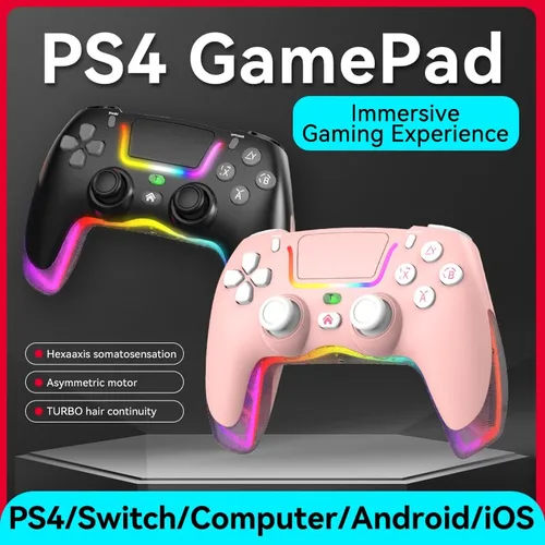 Vista 2 de RALAN PINK Wireless Controller Compatible with Playstation 4ProSlimfor PS4 Dualshock 4 Gamepad with Adjustable LED Lighting, 3.5mm Audio Jack and