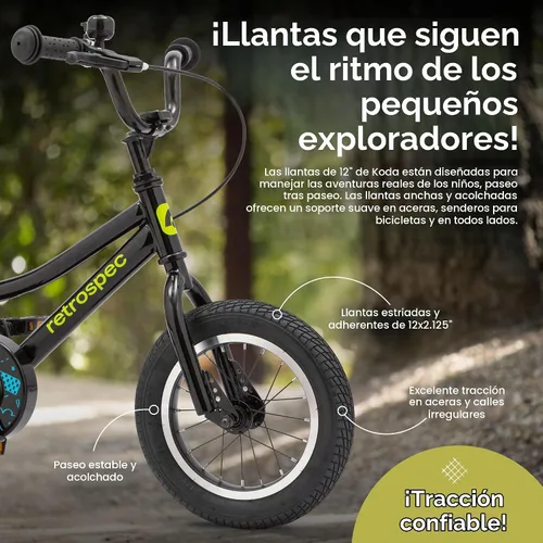 Vista 7 de Retrospec Koda Plus Kids Bike for Boys & Girls Ages 2-3 Years - Children's Bicycle, Adjustable Seat & Handlebars, Removable Training Wheels, Front