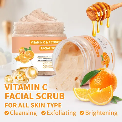 Vista 3 de Exfoliante Facial con Vitamina C, Jabón Exfoliante Facial con Retinol, Jabón Exfoliante Facial, Exfoliante Facial para Mujeres, Jabón Limpiador