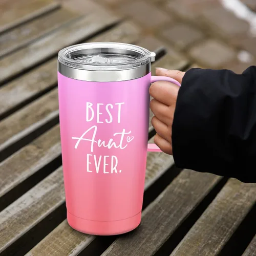 Vista 6 de SANDJEST Mejor Taza para Tía Taza de Tía con Asa 20oz Acero Inoxidable Taza de Café Aislada para Viaje Regalos para Tías de Sobrina Sobrino Regalo