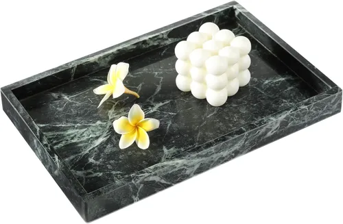 Vista 11 de Koville Bandeja de mármol natural, mesa auxiliar de 12 x 8 pulgadas, bandeja decorativa para joyas, relojes, almacenamiento de velas de perfume