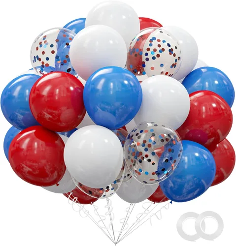 Vista 16 de Kit de 72 globos de confeti negro y dorado, globos negros, dorados y blancos de 12 pulgadas y globos de confeti dorado con cintas para globos