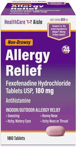 Vista 9 de HealthCareAisle Alivio de la alergia: tabletas de clorhidrato de fexofenadina USP, 180 mg, 90 tabletas, medicamentos para la alergia, alivio sin
