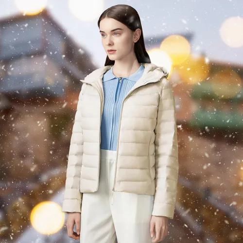 Vista 7 de BOSIDENG Chaqueta ligera para mujer, resistente al agua, con capucha, acolchada, abrigo de invierno para viajes al aire libre