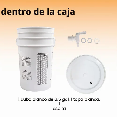 Vista 2 de Cubeta con tapa y espiga para embotellado de cerveza, 6.5 galones