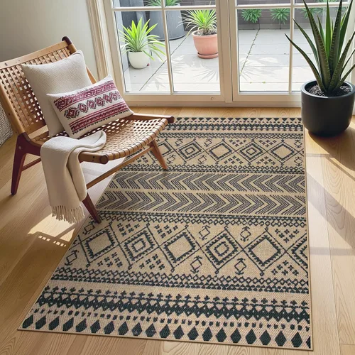 Vista 79 de Lahome Tapetes geométricos para puerta de interior para entrada, alfombra antideslizante lavable de 2 x 3 negro / neutro