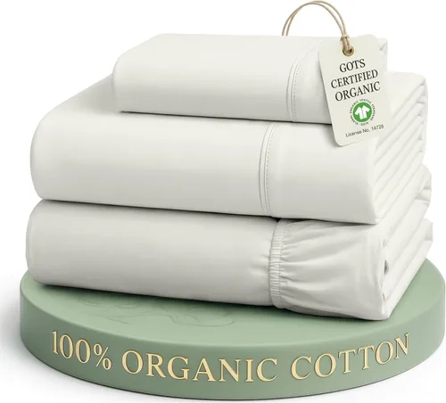 Vista 29 de LANE LINEN - Juego de 2 sábanas de fibras largas 100 % algodón orgánico, percal de fibras largas, ultrasuave y transpirable, para colchones de hasta