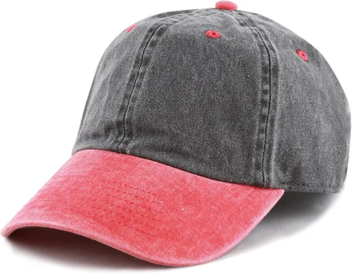 Vista 16 de The Hat Depot 100% algodón pigmento teñido de perfil bajo sombrero de papá seis panel casquillo 1. Negro.