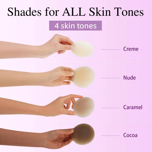 Vista 5 de Fundas para pezones para mujer, reutilizables, adhesivas, de silicona, diseño invisible y lavable con caja de viaje