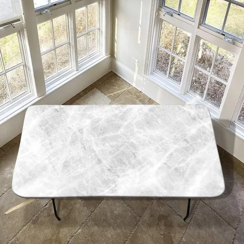 Vista 24 de XISUNYA Mantel de poliéster elástico con diseño de mármol, mantel rectangular de 24 x 36 pulgadas para mesa plegable de 3 pies, mantel ajustable