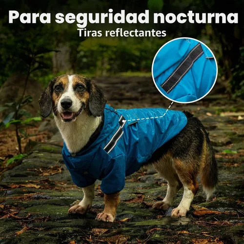 Vista 6 de JoyDaog Impermeable para perros con capucha, chaqueta impermeable para Azul