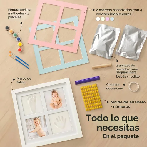 Vista 2 de KeaBabies Kit de manos y huellas para bebé, kit de huella de bebé (blanco alpino)