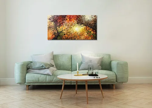 Vista 5 de Tiancheng Arte, 24 x 48 pulgadas, arte moderno de árbol pintado a mano, pintura al óleo, marco de madera abstracto, arte de pared para sala