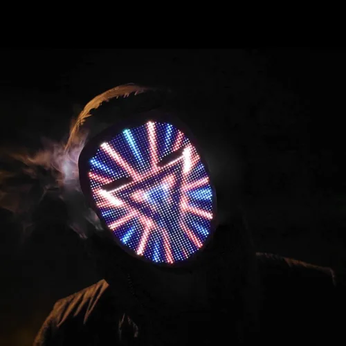 Vista 7 de Máscara LED con Bluetooth programable máscara de luz de Halloween para fiesta de máscaras máscara de cosplay
